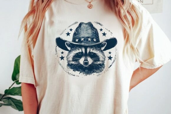 Download Raccoon Cowboy Stars Graphic Design Png - Star Collection