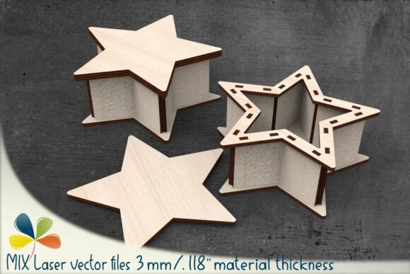 Download Star-Shaped Gift Laser Cut Box 3mm SVG - Star Collection